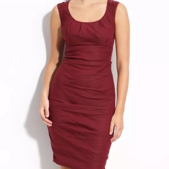 Eileen Fisher Dresses & Skirts - Eileen Fischer Dress sleeveless rouched burgundy empire red wine midi Sz 2